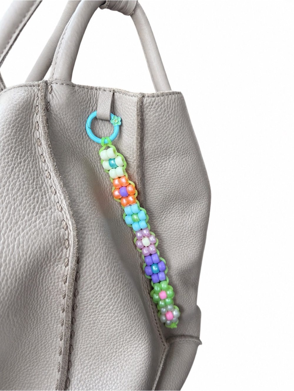 Pony bead flower keychain bag charm handmade